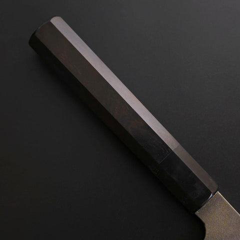 Kiritsuke Cobalt Stainless HRC62 Kurouchi Damascus Buffalo Ebony Handle 210mm (8.3”)-[Musashi]-[Japanese-Kitchen-Knives]