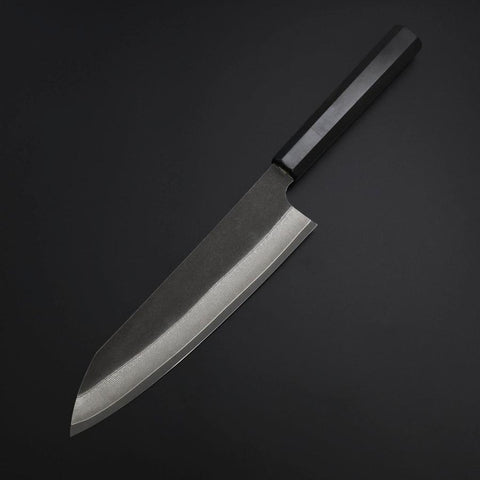 Kiritsuke Cobalt Stainless HRC62 Kurouchi Damascus Buffalo Ebony Handle 210mm-[Musashi]-[Japanese-Kitchen-Knives]