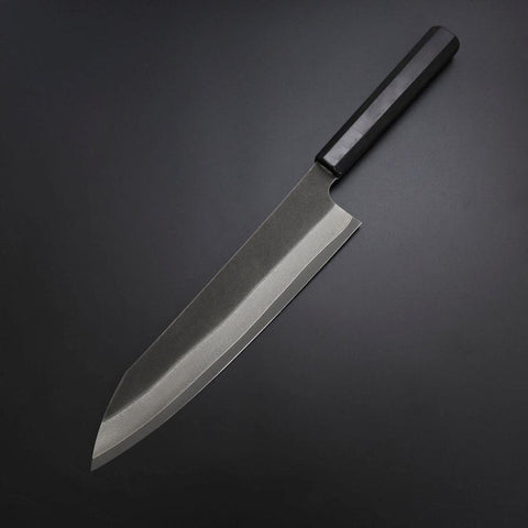 Kiritsuke Cobalt Stainless HRC62 Kurouchi Damascus Buffalo Ebony Handle 240mm-[Musashi]-[Japanese-Kitchen-Knives]