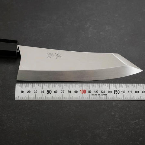 Kiritsuke Deba Honyaki Silver Steel #3 Mirror Buffalo Ebony Handle 180mm (7”)-[Musashi]-[Japanese-Kitchen-Knives]
