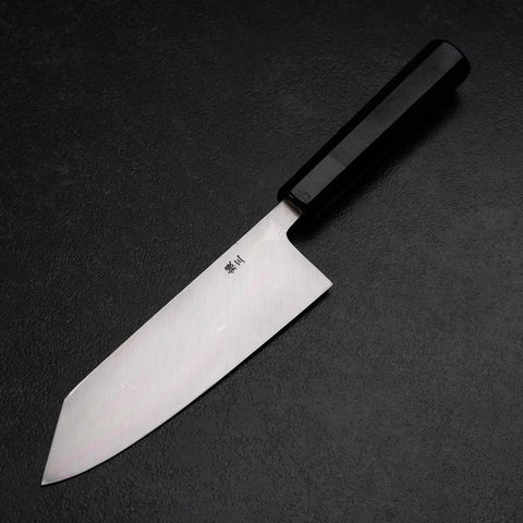 Kiritsuke Deba Silver Steel #3 Mirror Buffalo Ebony Handle 180mm (7”)-[Musashi]-[Japanese-Kitchen-Knives]
