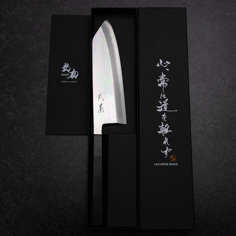 Kiritsuke Deba Silver Steel #3 Mirror Buffalo Ebony Handle 180mm (7”)-[Musashi]-[Japanese-Kitchen-Knives]