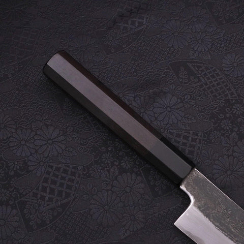 Kiritsuke Gyuto Blue Steel #1 Kurouchi Suminagashi Buffalo Ebony Handle 200mm (7.9”)-[Musashi]-[Japanese-Kitchen-Knives]
