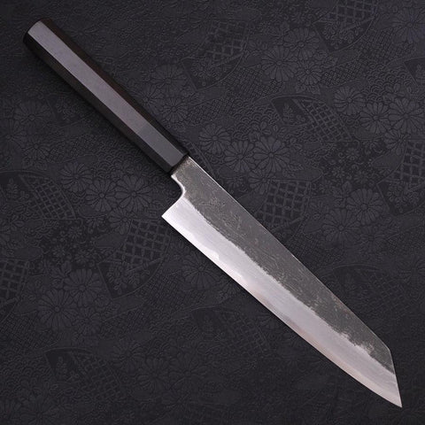 Kiritsuke Gyuto Blue Steel #1 Kurouchi Suminagashi Buffalo Ebony Handle 200mm (7.9”)-[Musashi]-[Japanese-Kitchen-Knives]