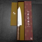 Kiritsuke Gyuto Blue Steel #2 Polished Stainless Clad Olive Handle 210mm (8.3”)-[Musashi]-[Japanese-Kitchen-Knives]