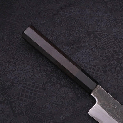 Kiritsuke Gyuto Blue steel #1 Kurouchi Suminagashi Buffalo Ebony Handle 200mm-Blue steel #1-Damascus-Japanese Handle-[Musashi]-[Japanese-Kitchen-Knives]