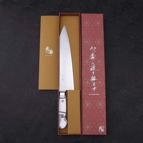 Kiritsuke Gyuto SG-2 Damascus White Handle 240mm (9.4”)-[Musashi]-[Japanese-Kitchen-Knives]