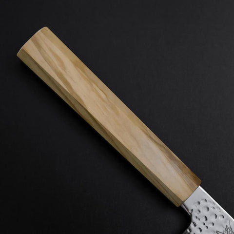 Kiritsuke Gyuto SLD Nickel Tsuchime Colored Damascus Olive Handle 210mm Limited Edition (8.3”)-[Musashi]-[Japanese-Kitchen-Knives]