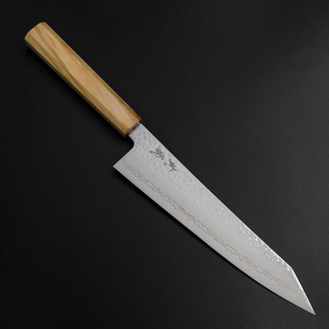 Kiritsuke Gyuto SLD Nickel Tsuchime Colored Damascus Olive Handle 210mm Limited Edition (8.3”)-[Musashi]-[Japanese-Kitchen-Knives]