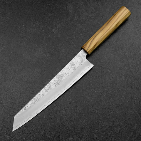 Kiritsuke Gyuto Silver Steel #3 Nashiji Olive Handle 205mm-[Musashi]-[Japanese-Kitchen-Knives]