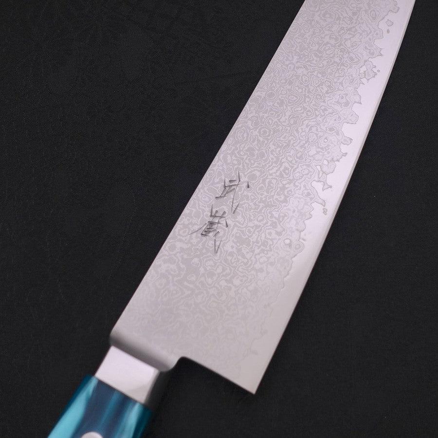 Kiritsuke Gyuto VG-10 Damascus Blue Handle 210mm-VG-10-Damascus-Western Handle-[Musashi]-[Japanese-Kitchen-Knives]