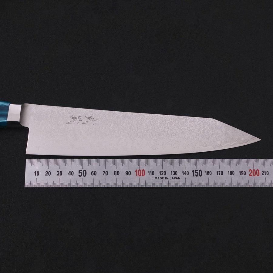 Kiritsuke Gyuto VG-10 Damascus Blue Handle 210mm-VG-10-Damascus-Western Handle-[Musashi]-[Japanese-Kitchen-Knives]
