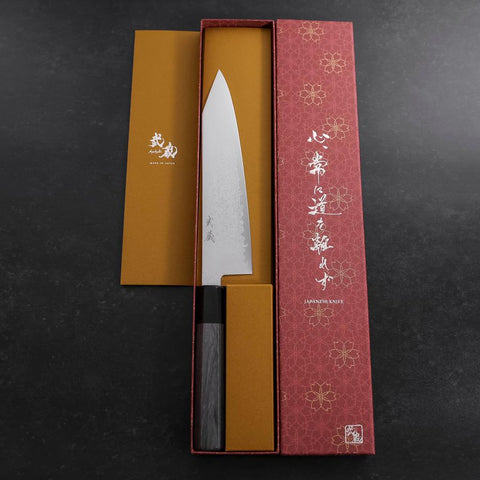 Kiritsuke Gyuto VG-10 Damascus Grey Cherry Handle 210mm (8.3”)-[Musashi]-[Japanese-Kitchen-Knives]