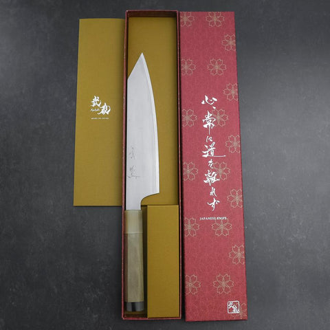 Kiritsuke HAP-40 Polished Double Buffalo Capped Magnolia Handle 200mm (7.9”)-[Musashi]-[Japanese-Kitchen-Knives]