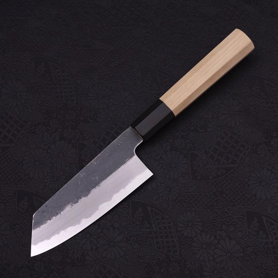 Kiritsuke Ko-Santoku White steel #2 Kurouchi Buffalo Magnolia Handle 135mm-White steel #2-Kurouchi-Japanese Handle-[Musashi]-[Japanese-Kitchen-Knives]
