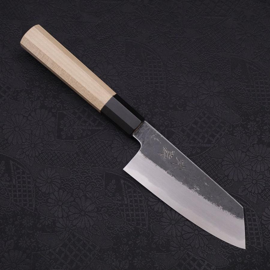 Kiritsuke Ko-Santoku White steel #2 Kurouchi Buffalo Magnolia Handle 135mm-White steel #2-Kurouchi-Japanese Handle-[Musashi]-[Japanese-Kitchen-Knives]