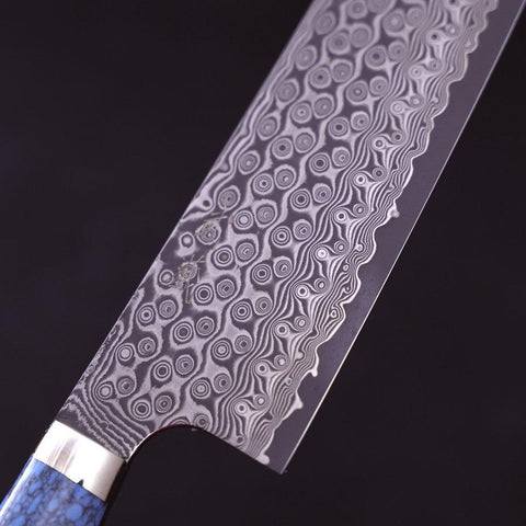 Kiritsuke Nakiri SG-2 Damascus Turquoise Blue Handle 170mm (6.7”)-[Musashi]-[Japanese-Kitchen-Knives]