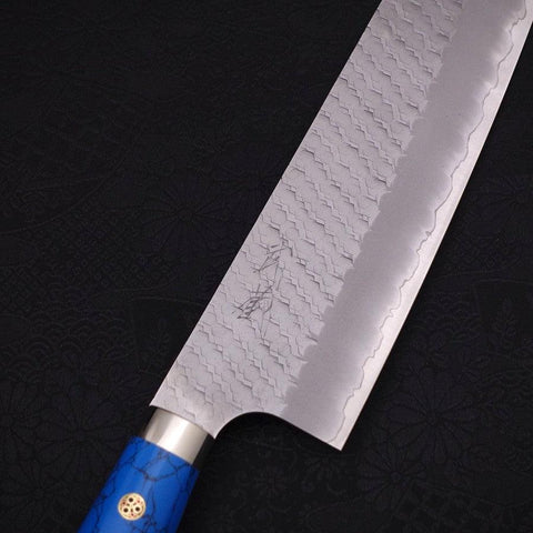 Kiritsuke Nakiri SG-2 Tsuchime Turquoise Blue Handle 170mm (6.7”)-[Musashi]-[Japanese-Kitchen-Knives]