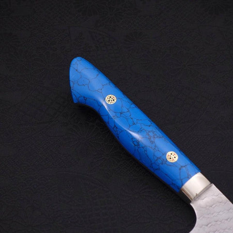 Kiritsuke Nakiri SG-2 Tsuchime Turquoise Blue Handle 170mm (6.7”)-[Musashi]-[Japanese-Kitchen-Knives]