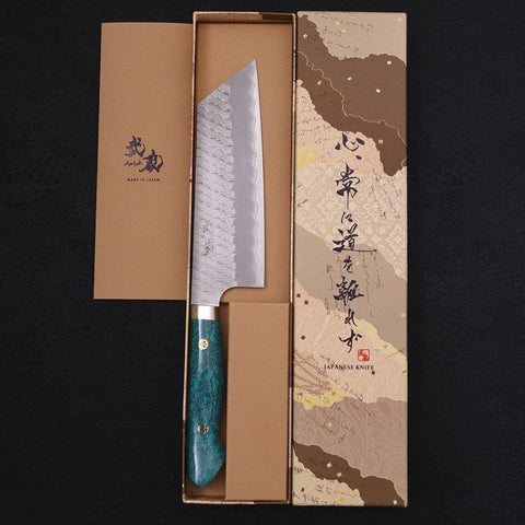 Kiritsuke Nakiri SG-2 Tsuchime Turquoise Green Handle 170mm (6.7”)-[Musashi]-[Japanese-Kitchen-Knives]