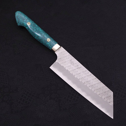 Kiritsuke Nakiri SG-2 Tsuchime Turquoise Green Handle 170mm (6.7”)-[Musashi]-[Japanese-Kitchen-Knives]