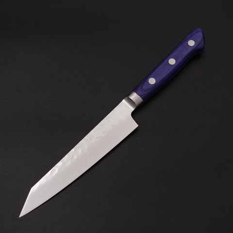 Kiritsuke Petty AUS-10 Stainless Tsuchime Western-Blue Handle 145mm (5.7”)-[Musashi]-[Japanese-Kitchen-Knives]