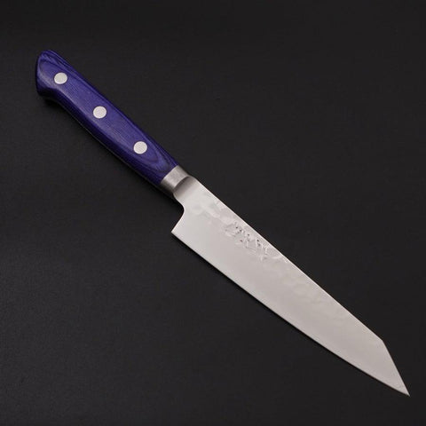 Kiritsuke Petty AUS-10 Stainless Tsuchime Western-Blue Handle 145mm (5.7”)-[Musashi]-[Japanese-Kitchen-Knives]