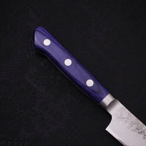 Kiritsuke Petty Blue Steel #2 Nashiji Stainless Clad Blue Western Handle 140mm (5.5”)-[Musashi]-[Japanese-Kitchen-Knives]
