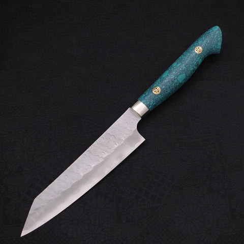 Kiritsuke Petty SG-2 Tsuchime Turquoise Green Handle 150mm (5.9”)-[Musashi]-[Japanese-Kitchen-Knives]