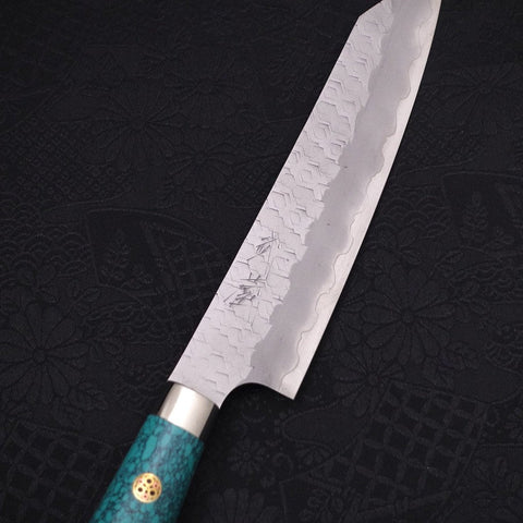 Kiritsuke Petty SG-2 Tsuchime Turquoise Green Handle 150mm (5.9”)-[Musashi]-[Japanese-Kitchen-Knives]