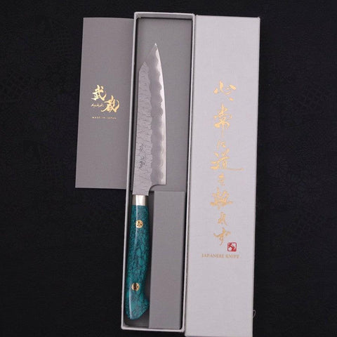 Kiritsuke Petty SG-2 Tsuchime Turquoise Green Handle 150mm (5.9”)-[Musashi]-[Japanese-Kitchen-Knives]
