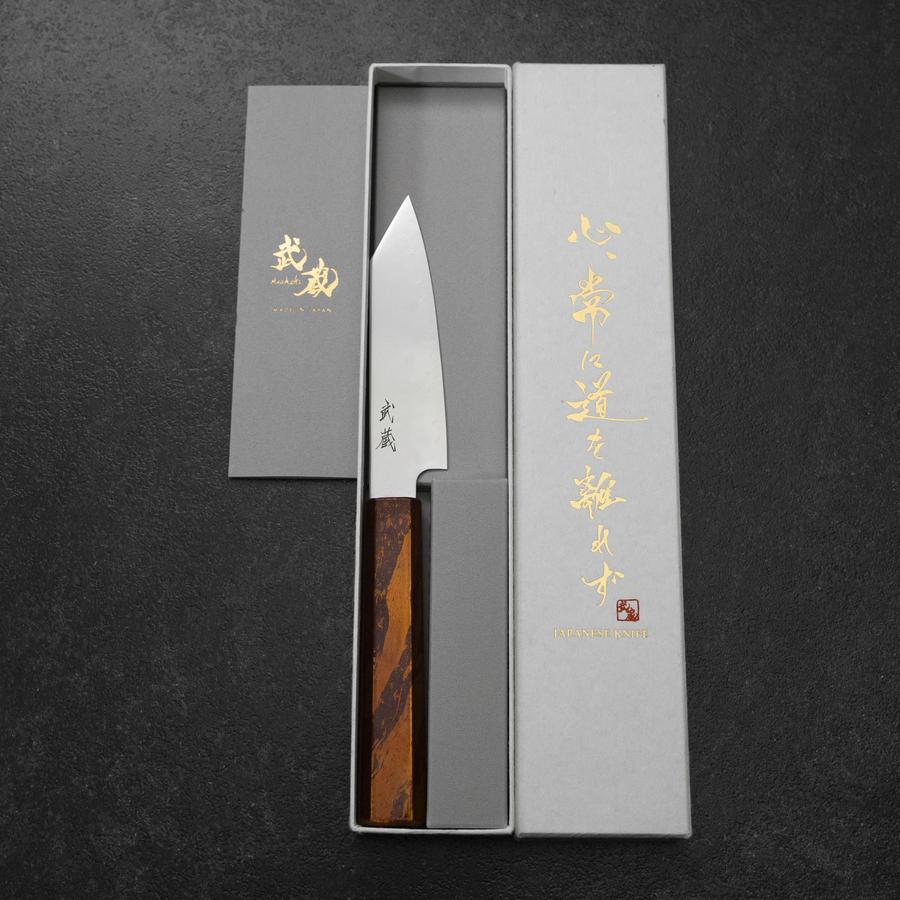 Kiritsuke Petty SLD Mirror Red Urushi Handle 125mm-[Musashi]-[Japanese-Kitchen-Knives]
