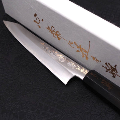 Kiritsuke Petty Silver Steel #3 Mirror Buffalo Ebony Handle 150mm-Silver steel #3-Mirror-Japanese Handle-[Musashi]-[Japanese-Kitchen-Knives]