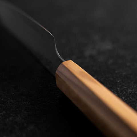 Kiritsuke Petty Silver Steel #3 Nashiji Olive Handle 125mm (4.9”)-[Musashi]-[Japanese-Kitchen-Knives]