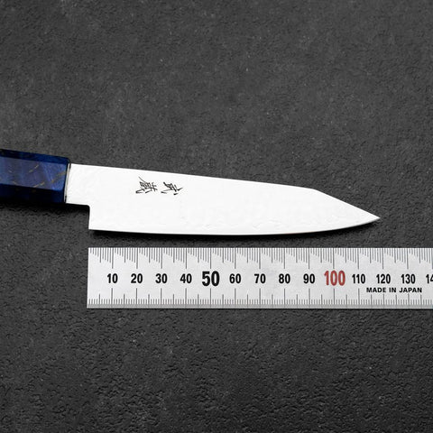 Kiritsuke Petty VG-10 Damascus Blue Birch Handle 120mm (4.7”)-[Musashi]-[Japanese-Kitchen-Knives]