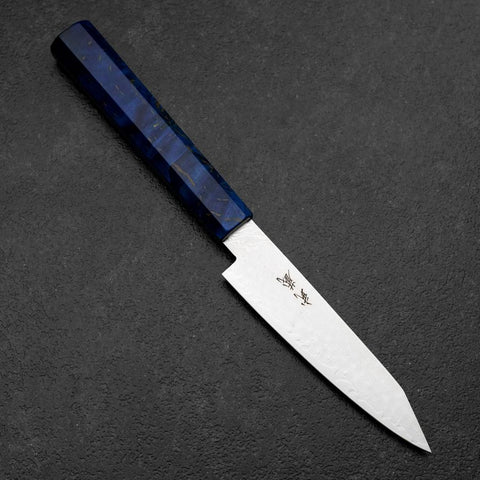 Kiritsuke Petty VG-10 Damascus Blue Birch Handle 120mm (4.7”)-[Musashi]-[Japanese-Kitchen-Knives]