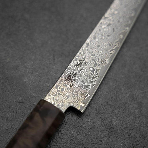 Kiritsuke Petty VG-10 Damascus Brown Birch Handle 135mm-[Musashi]-[Japanese-Kitchen-Knives]