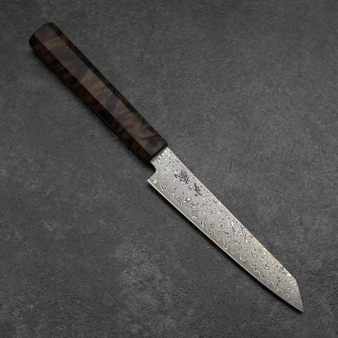 Kiritsuke Petty VG-10 Damascus Brown Birch Handle 135mm-[Musashi]-[Japanese-Kitchen-Knives]
