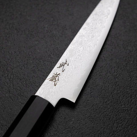 Kiritsuke Petty VG-10 Damascus Ebony Handle 110mm (4.3”)-[Musashi]-[Japanese-Kitchen-Knives]