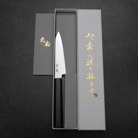 Kiritsuke Petty VG-10 Damascus Ebony Handle 110mm (4.3”)-[Musashi]-[Japanese-Kitchen-Knives]