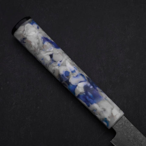 Kiritsuke Petty VG-10 Damascus Ocean Blue-White Mix Handle 130mm (5.1”)-[Musashi]-[Japanese-Kitchen-Knives]