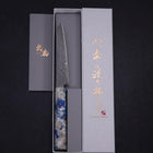Kiritsuke Petty VG-10 Damascus Ocean Blue-White Mix Handle 130mm (5.1”)-[Musashi]-[Japanese-Kitchen-Knives]