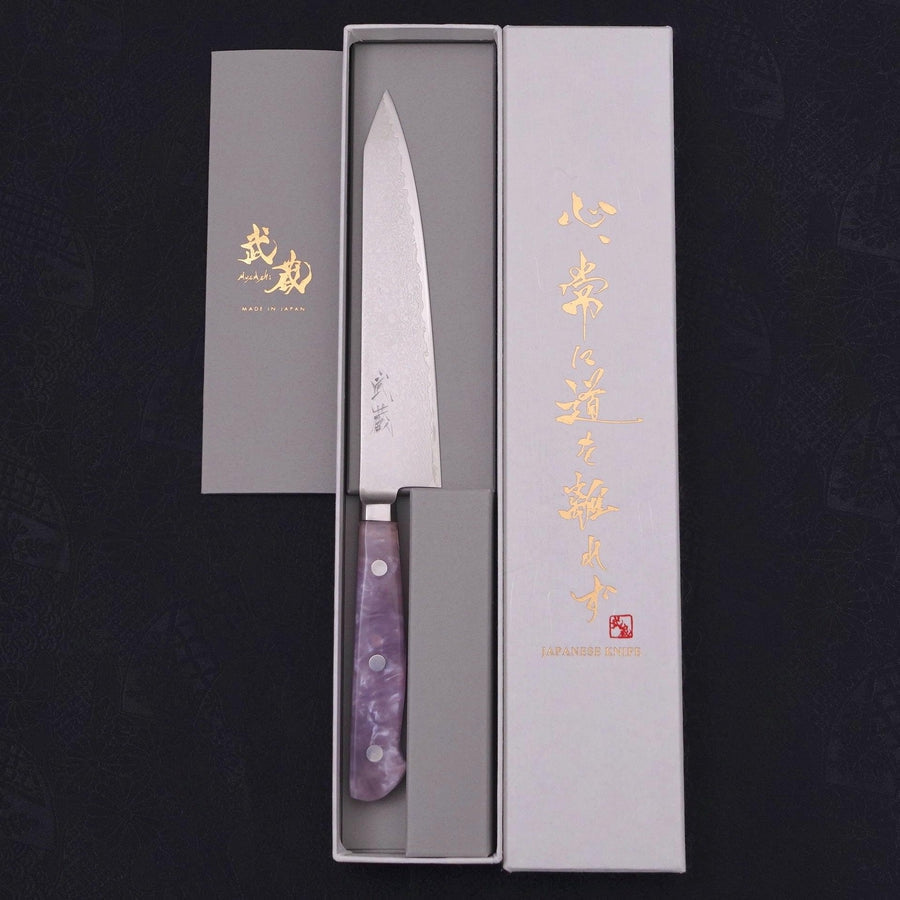 Kiritsuke Petty VG-10 Damascus Pearl Pink Handle 150mm-VG-10-Damascus-Western Handle-[Musashi]-[Japanese-Kitchen-Knives]