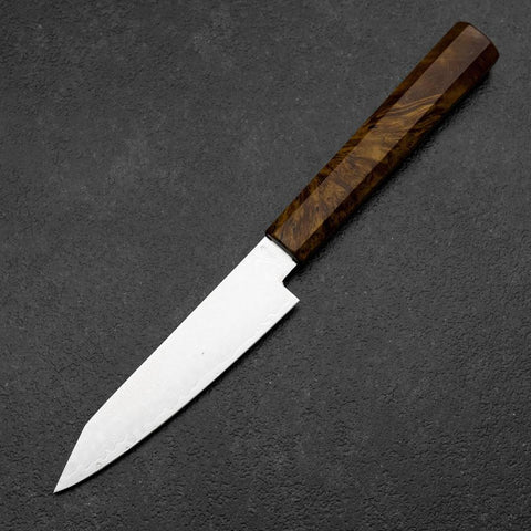 Kiritsuke Petty VG-10 Damascus Yellow-Brown Birch Handle 120mm (4.7”)-[Musashi]-[Japanese-Kitchen-Knives]