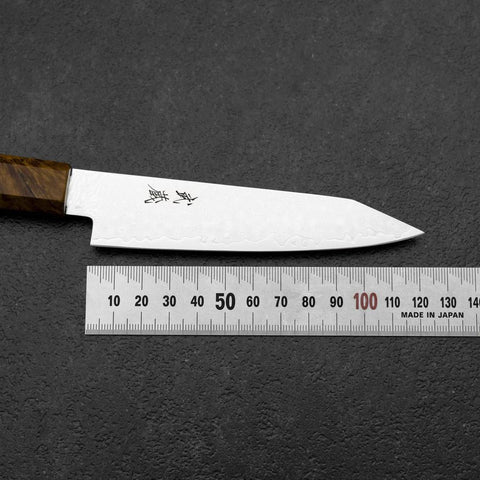 Kiritsuke Petty VG-10 Damascus Yellow-Brown Birch Handle 120mm-[Musashi]-[Japanese-Kitchen-Knives]
