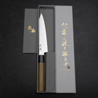 Kiritsuke Petty VG-10 Damascus Zelkova Handle 145mm (5.7”)-[Musashi]-[Japanese-Kitchen-Knives]