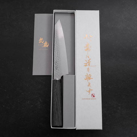 Kiritsuke Petty VG-10 Tsuchime Oval Charcoal Handle 150mm (5.9”)-[Musashi]-[Japanese-Kitchen-Knives]