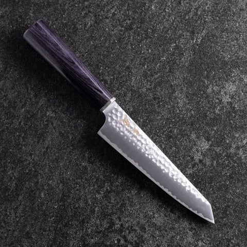 Kiritsuke Petty VG-10 Tsuchime Oval Purple Handle 150mm-[Musashi]-[Japanese-Kitchen-Knives]