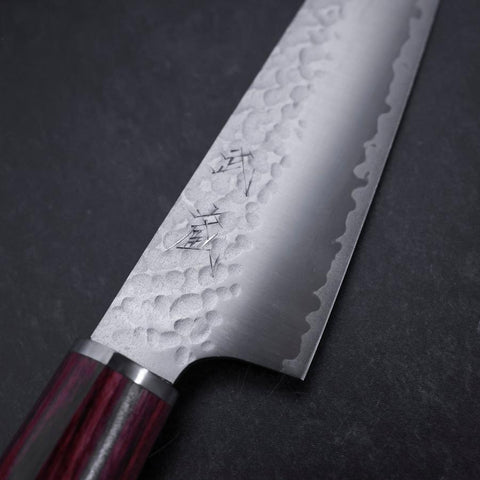 Kiritsuke Petty VG-10 Tsuchime Oval Red Handle 150mm-[Musashi]-[Japanese-Kitchen-Knives]