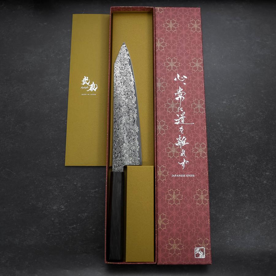 切付牛刀 VG-10 黒染めダマスカス 黒檀水牛柄 210mm – MUSASHI